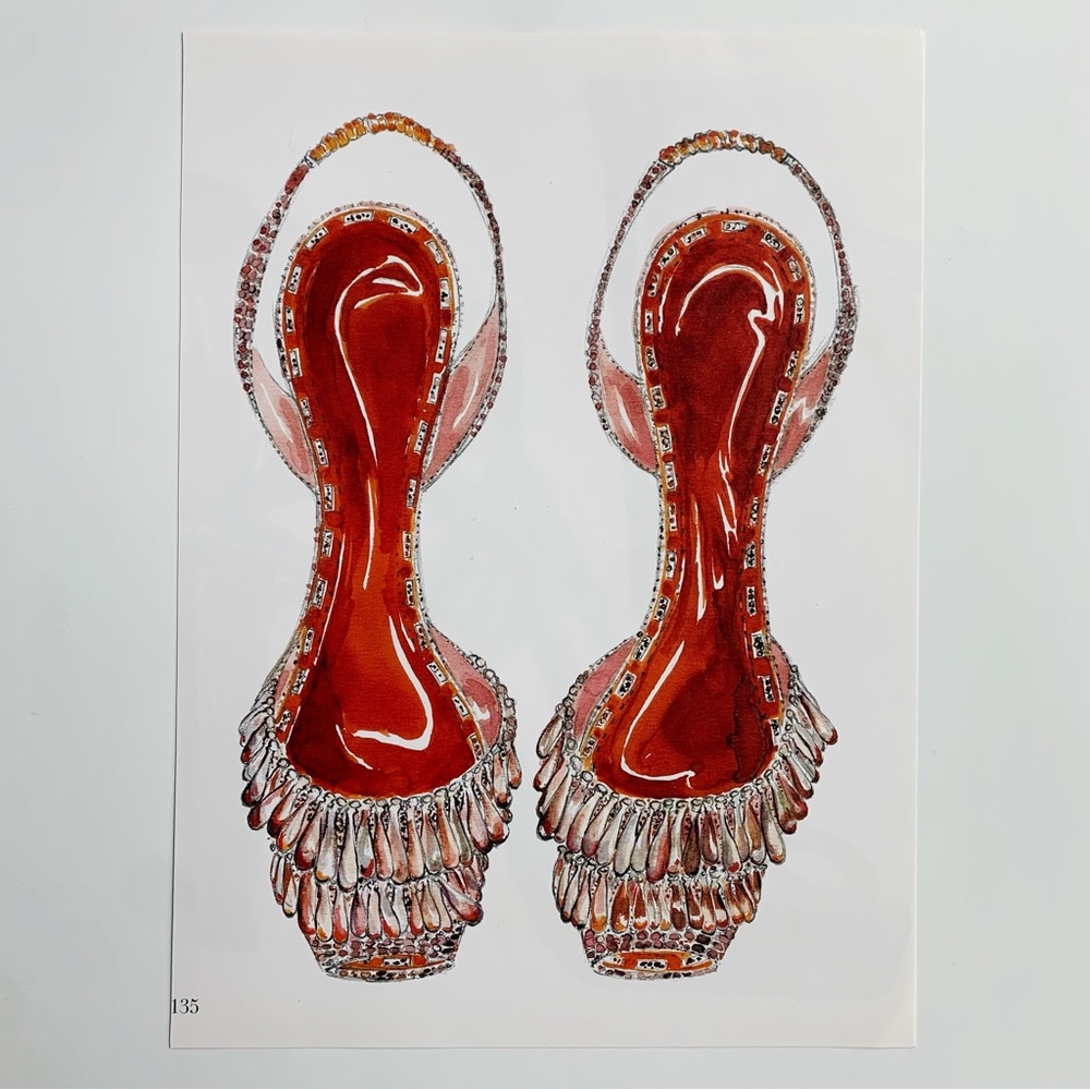 4/$20⭐️ Red Manolo Blahnik Shoe Illustration *PRINT*
